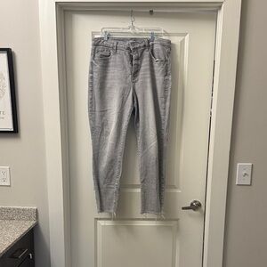 Old Navy Women's OG Straight High Rise Button Fly Raw Hem Gray Jeans